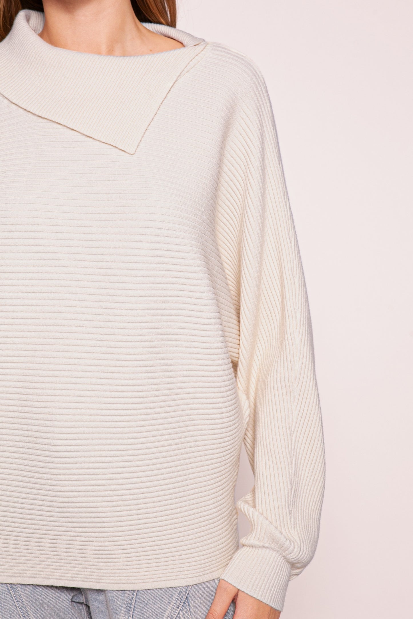 Ivory Asymmetric Neck Sweater