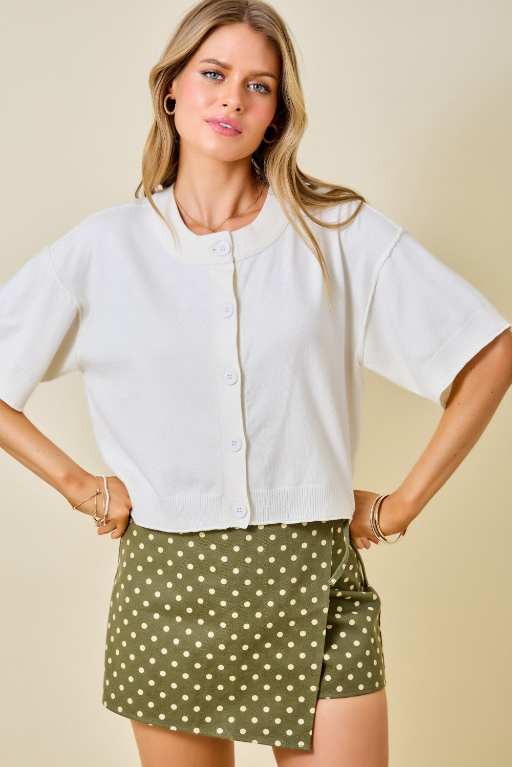 Ivory Raw Edge Cardigan