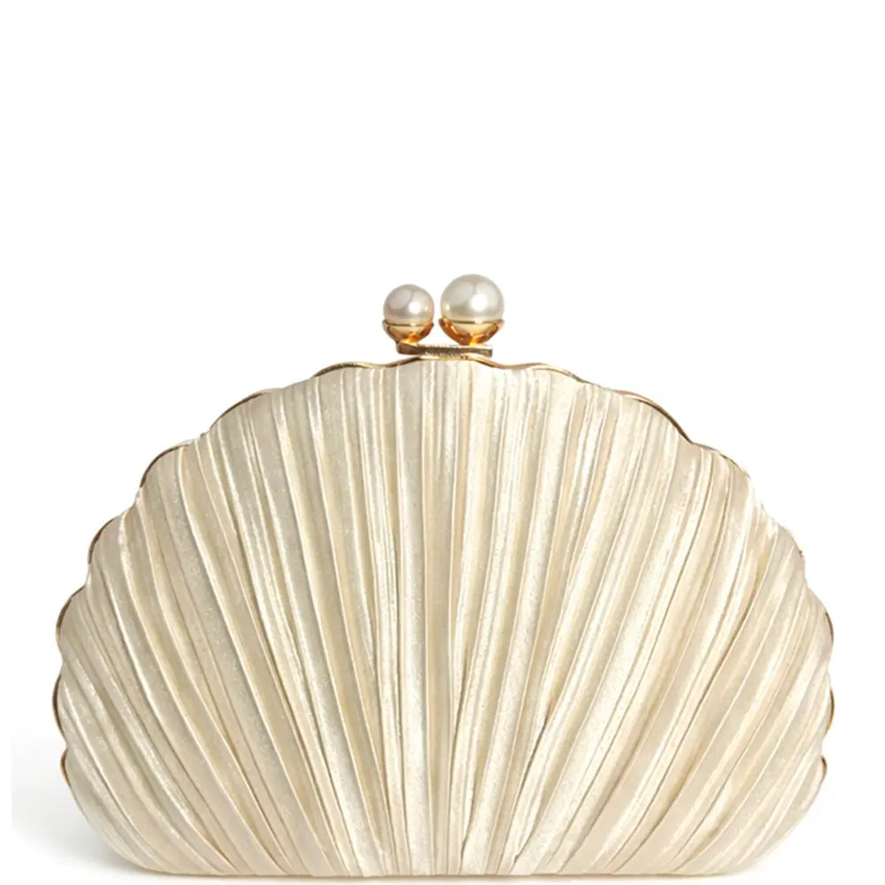 Ivory Pleated Seashell Clutch