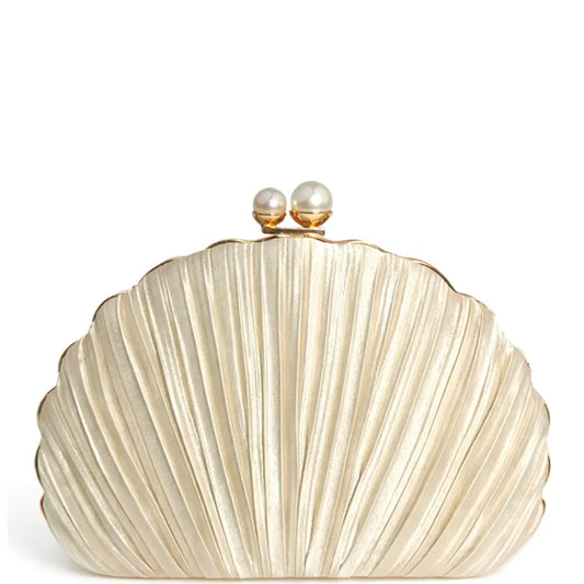 Ivory Pleated Seashell Clutch