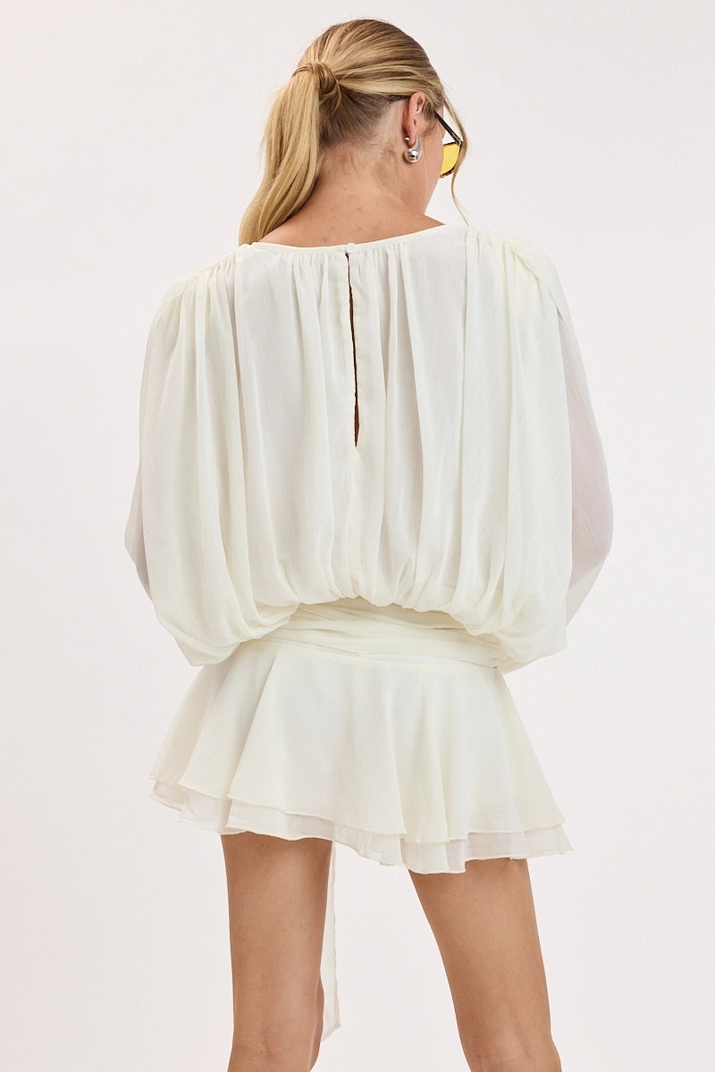 Ivory Crinkled Chiffon Romper