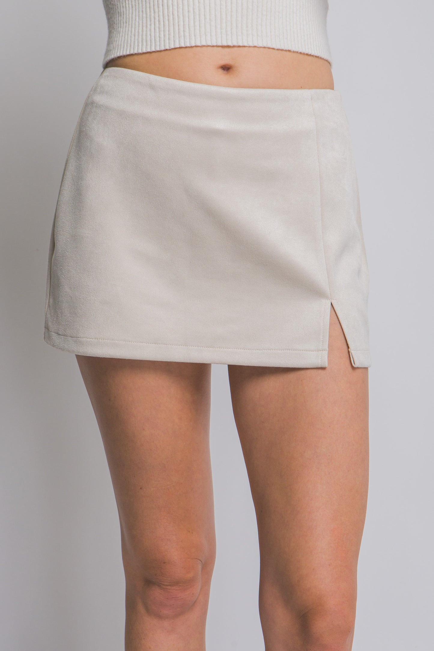 Ivory Suede Mini Skort