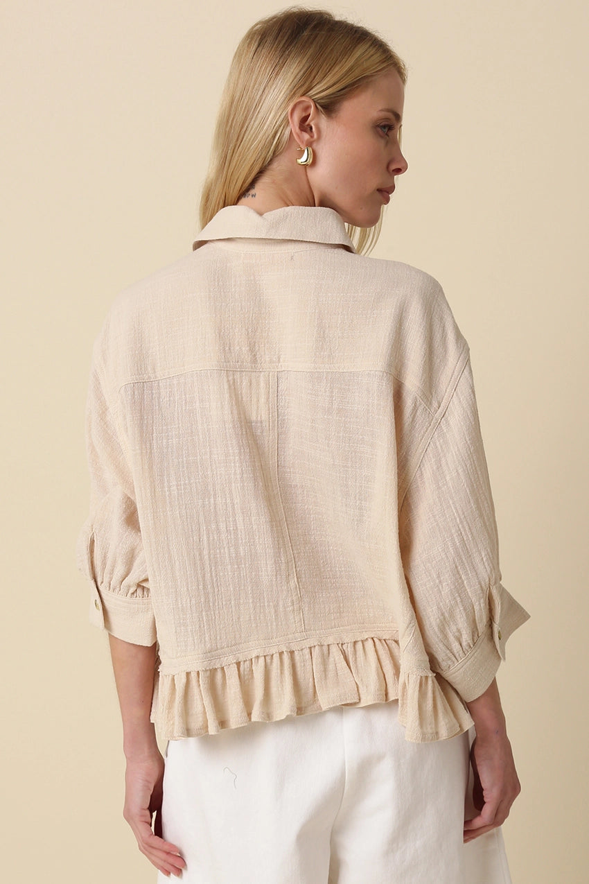 Khaki Kali Ruffle Hem Top