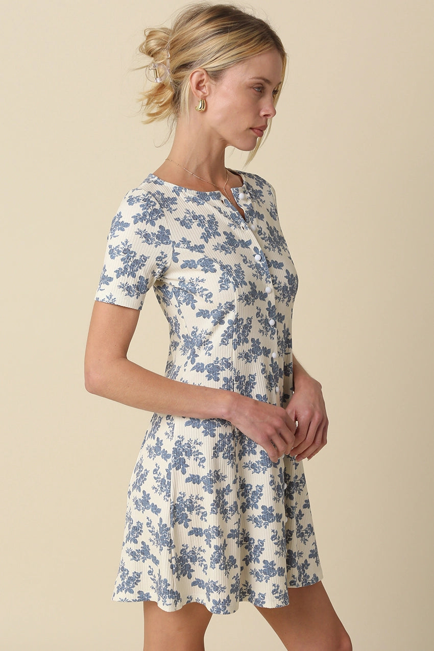 Layla Floral Ribbed Dress