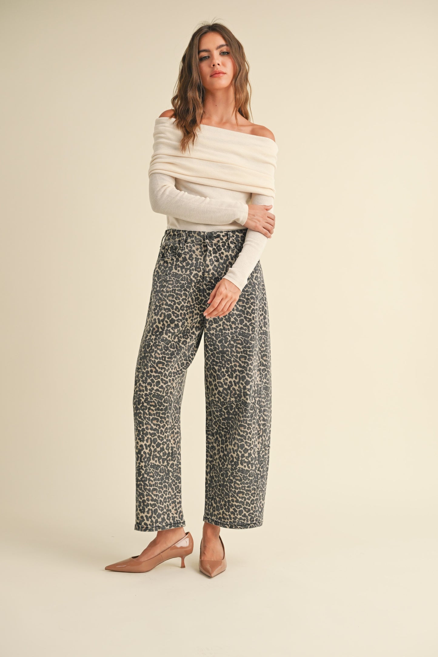 Leopard Barrel Jeans