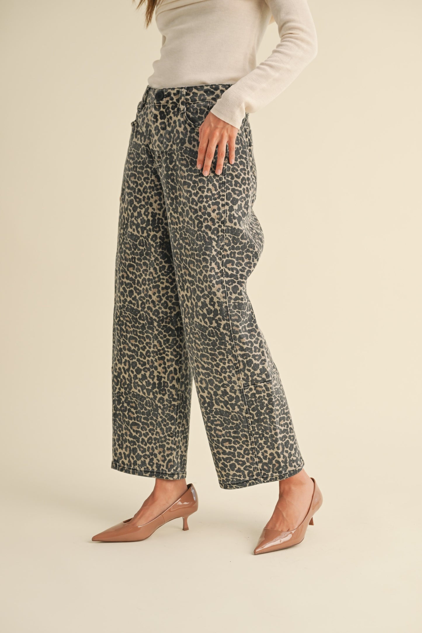 Leopard Barrel Jeans