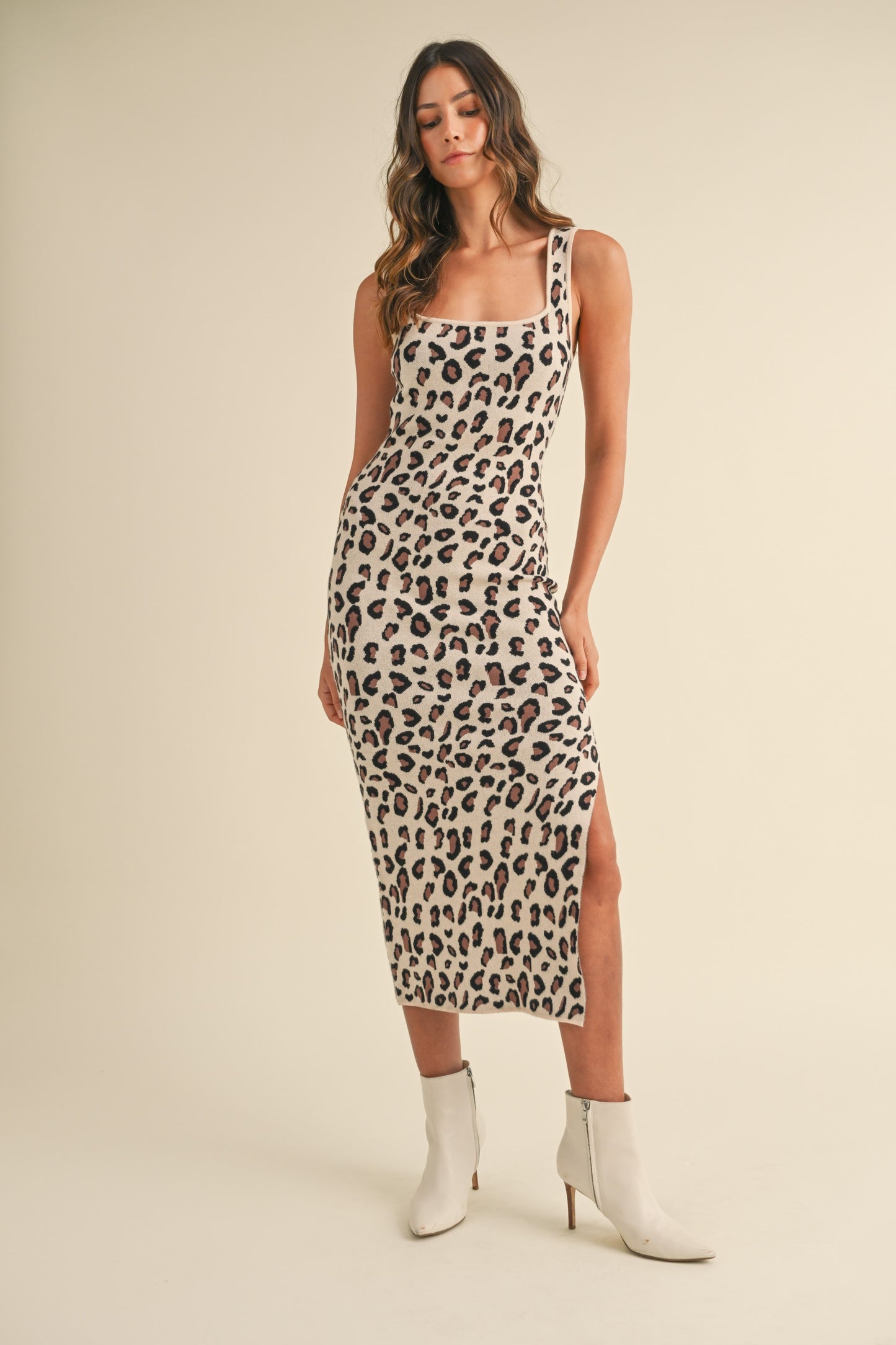 Leopard Sweater Midi Dress