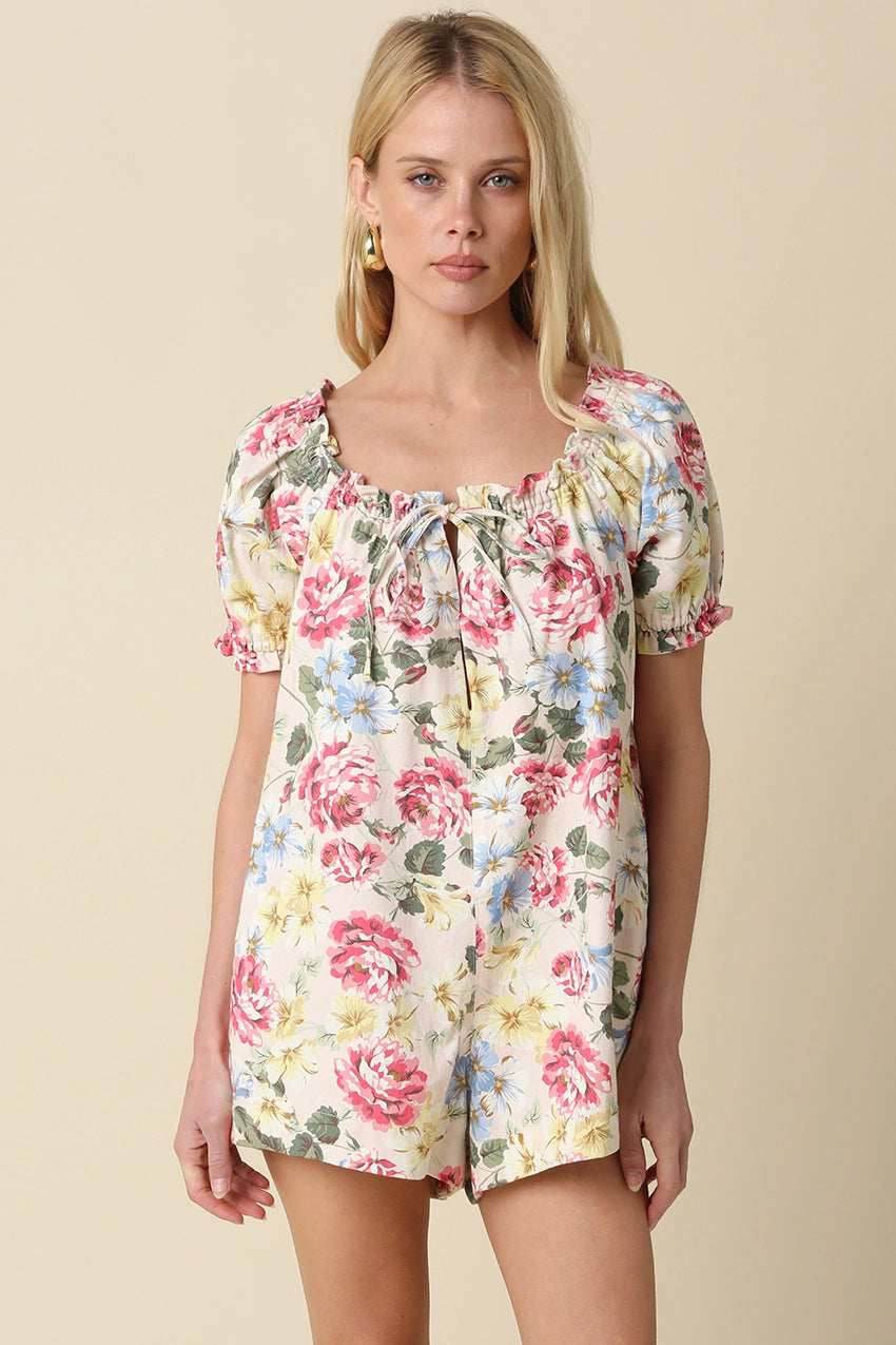 Mary Floral Puff Sleeve Romper