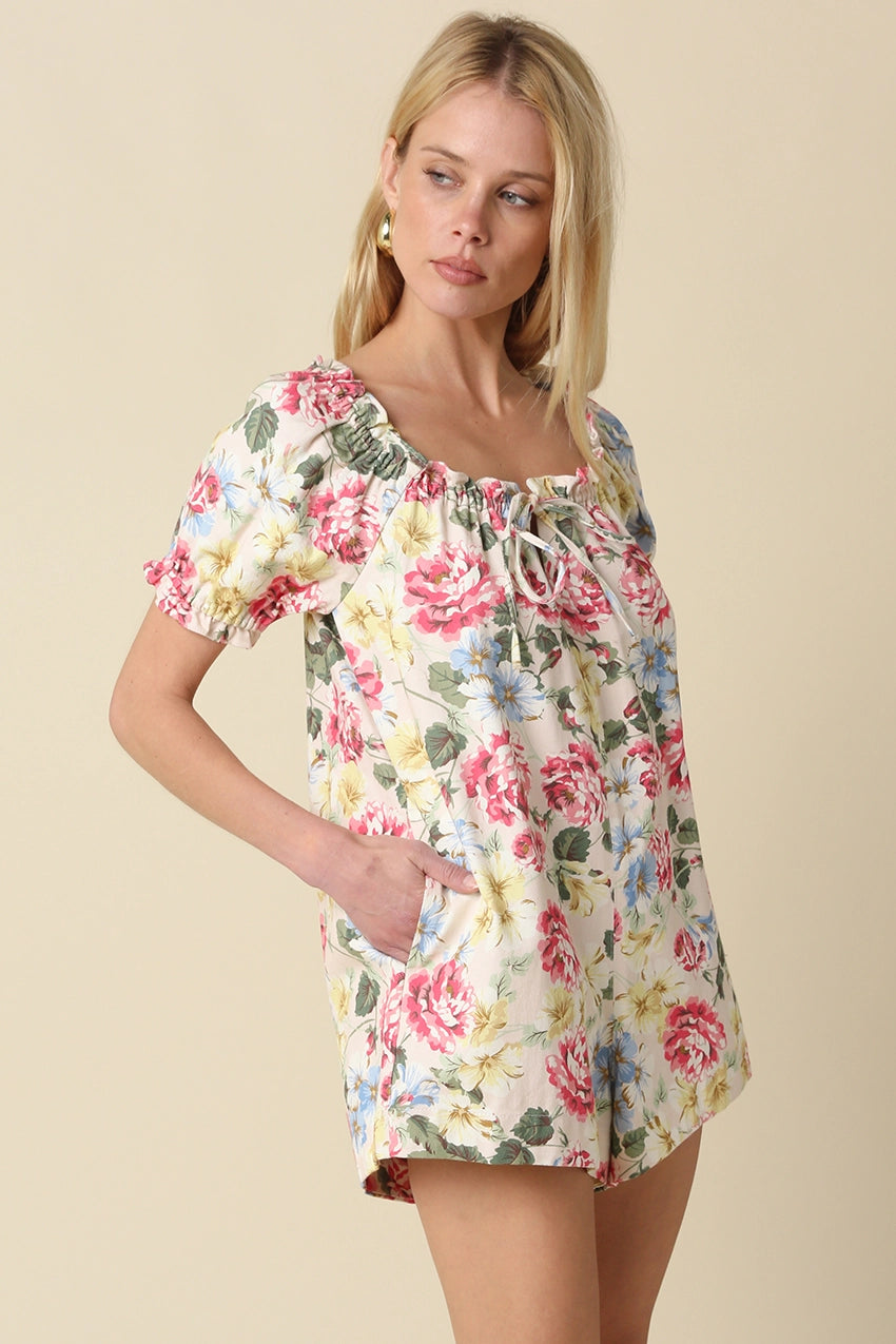 Mary Floral Puff Sleeve Romper