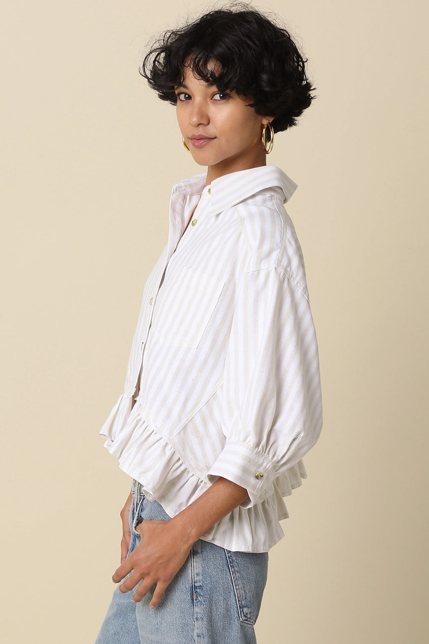 Mattie Striped Ruffle Hem Top