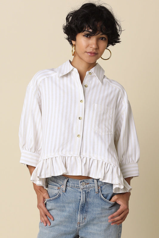 Mattie Striped Ruffle Hem Top