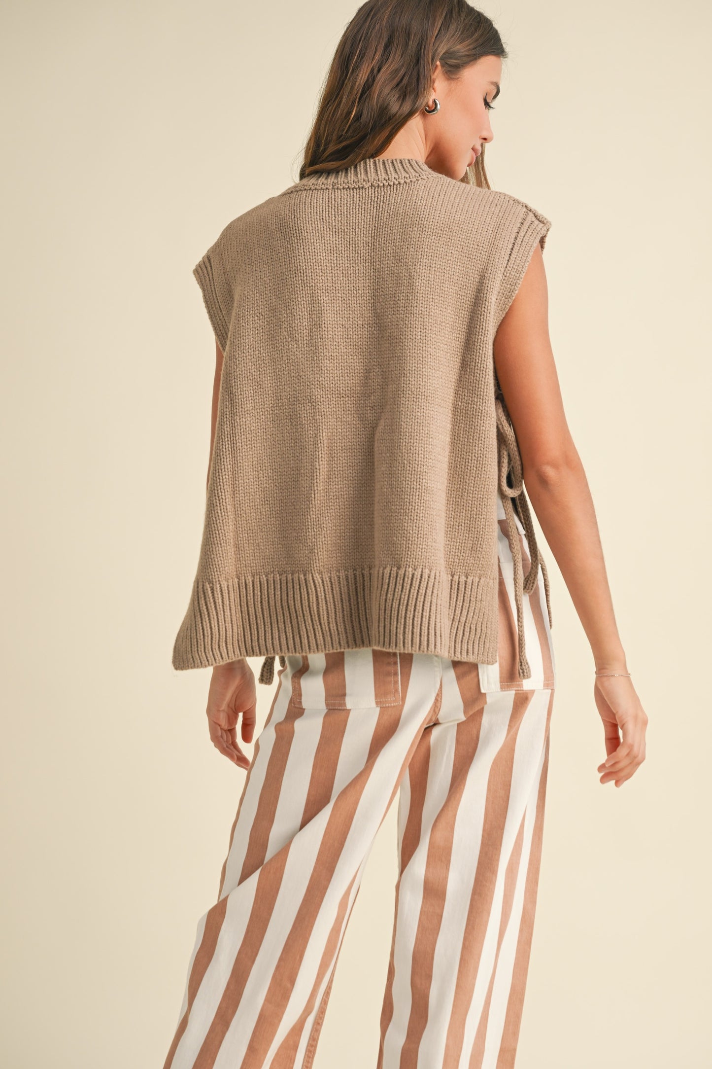 Mocha Side Tie Sweater Vest