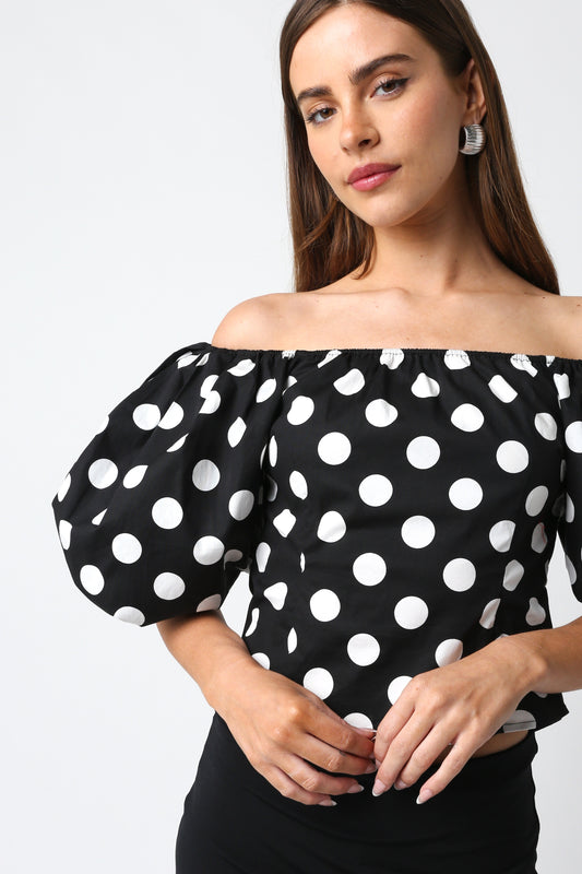 Polka Dot Off Shoulder Top