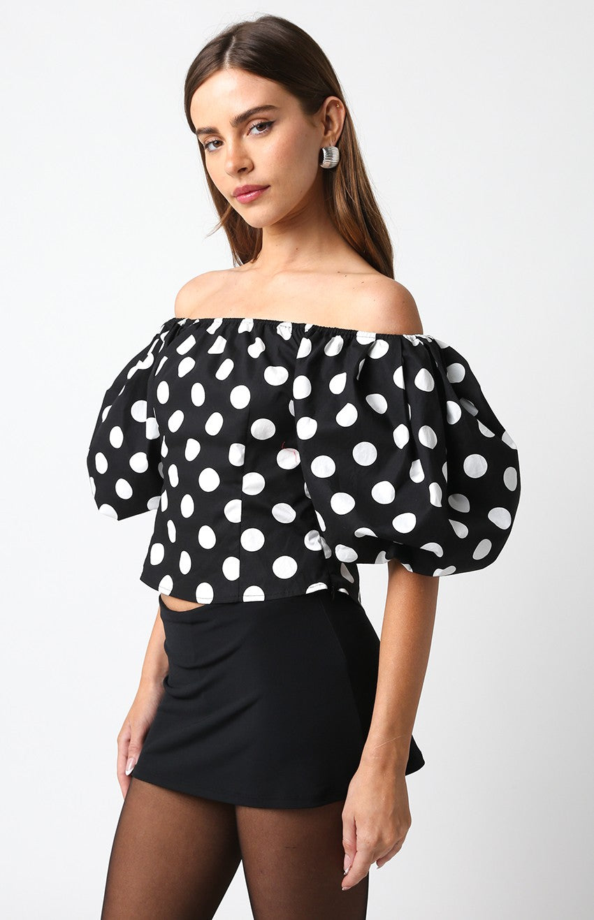 Polka Dot Off Shoulder Top