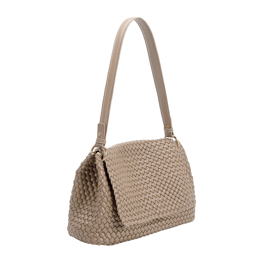 Natalie Taupe Recycled Vegan Shoulder Bag