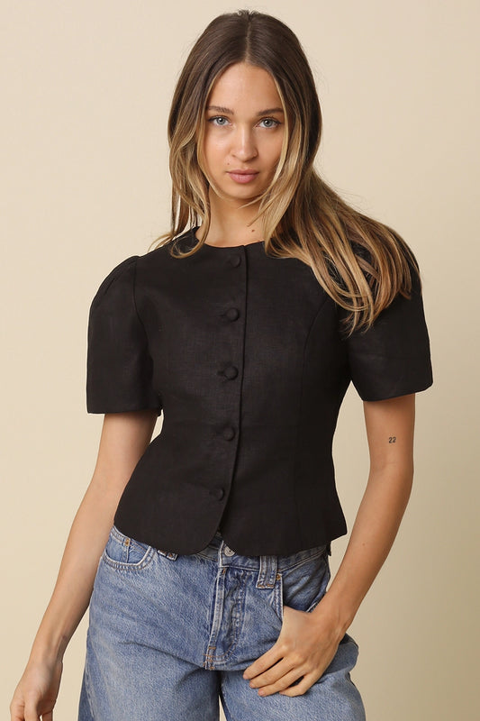Black Puff Sleeve Blouse