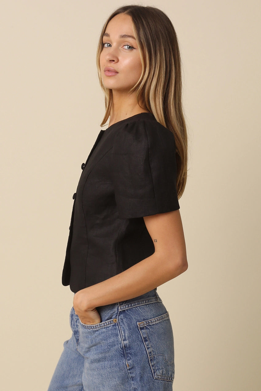 Black Puff Sleeve Blouse