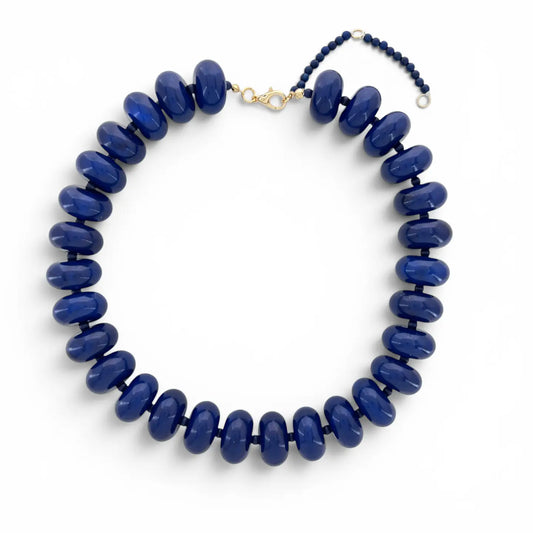 Navy Chunky Beaded Necklace