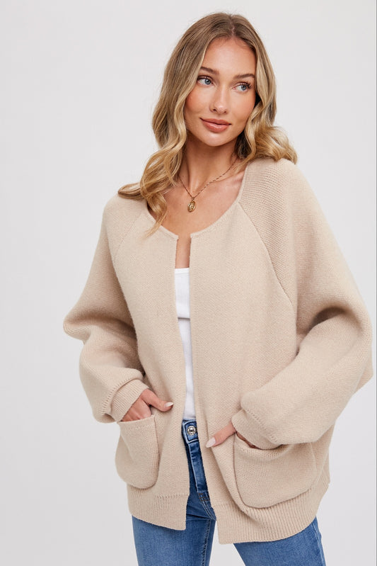 Oatmeal Open Front Jacket