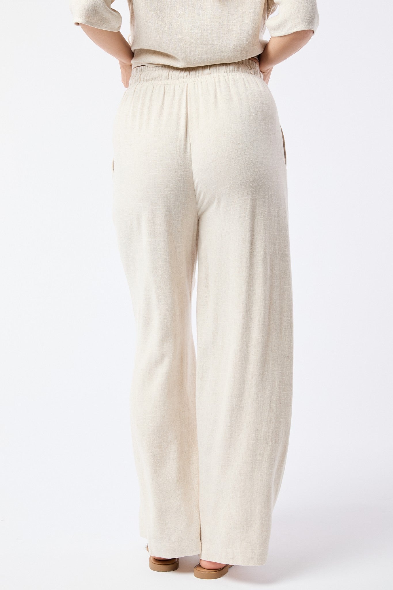 Oatmeal Drawstring Linen Pant