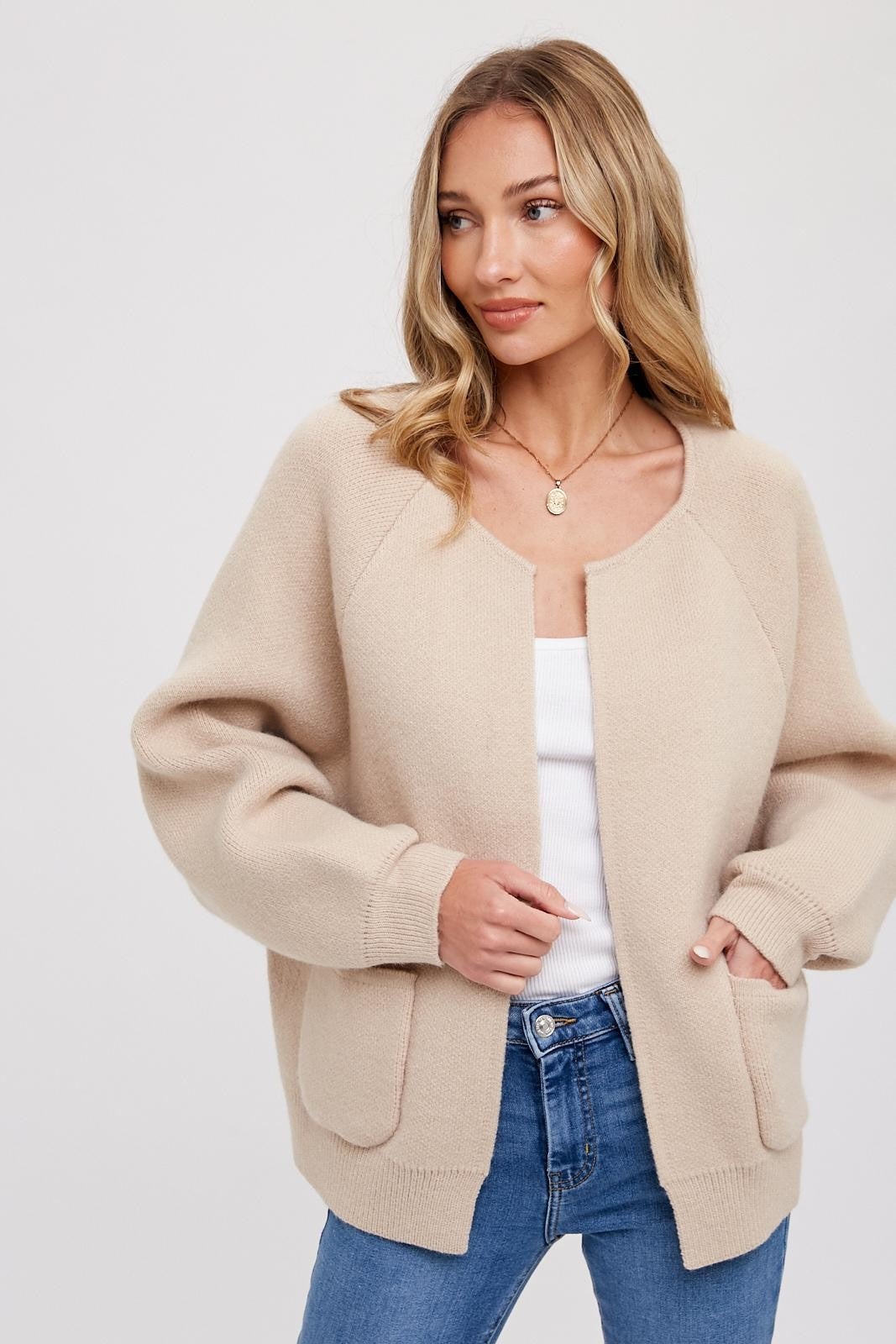 Oatmeal Open Front Jacket