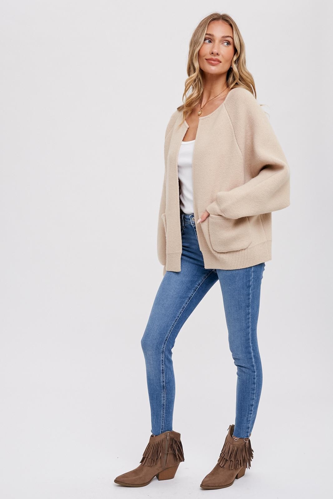 Oatmeal Open Front Jacket