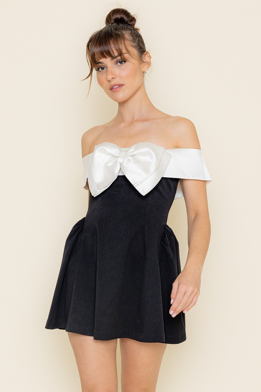 Bow Off Shoulder Mini Dress