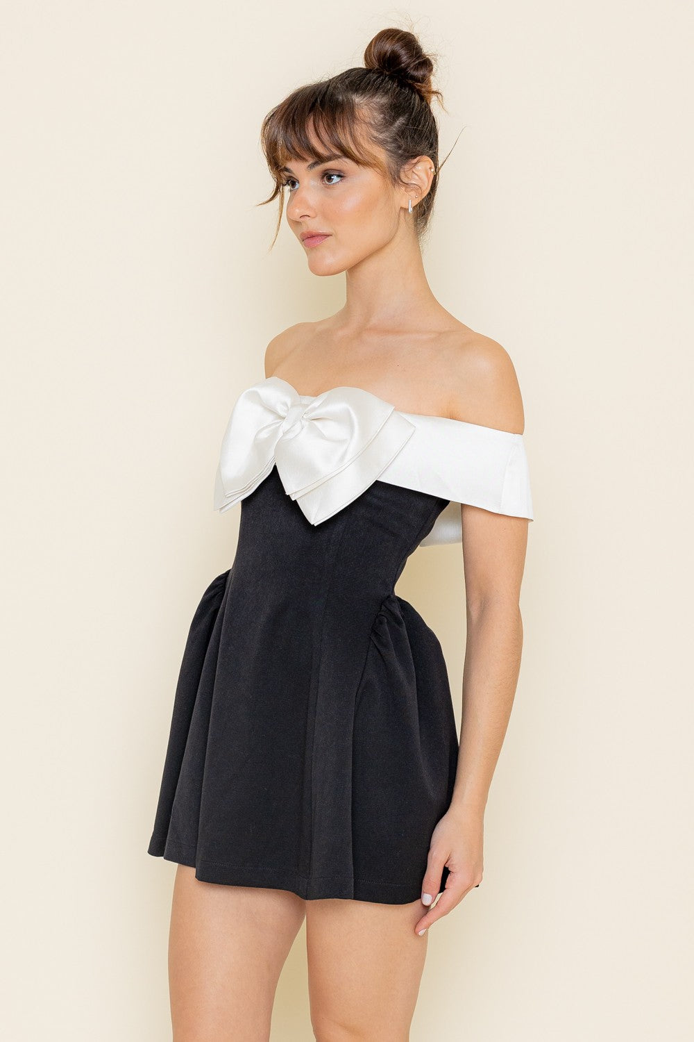 Bow Off Shoulder Mini Dress