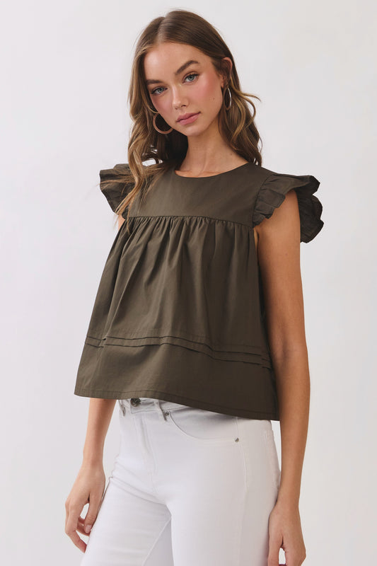 Olive Babydoll Blouse