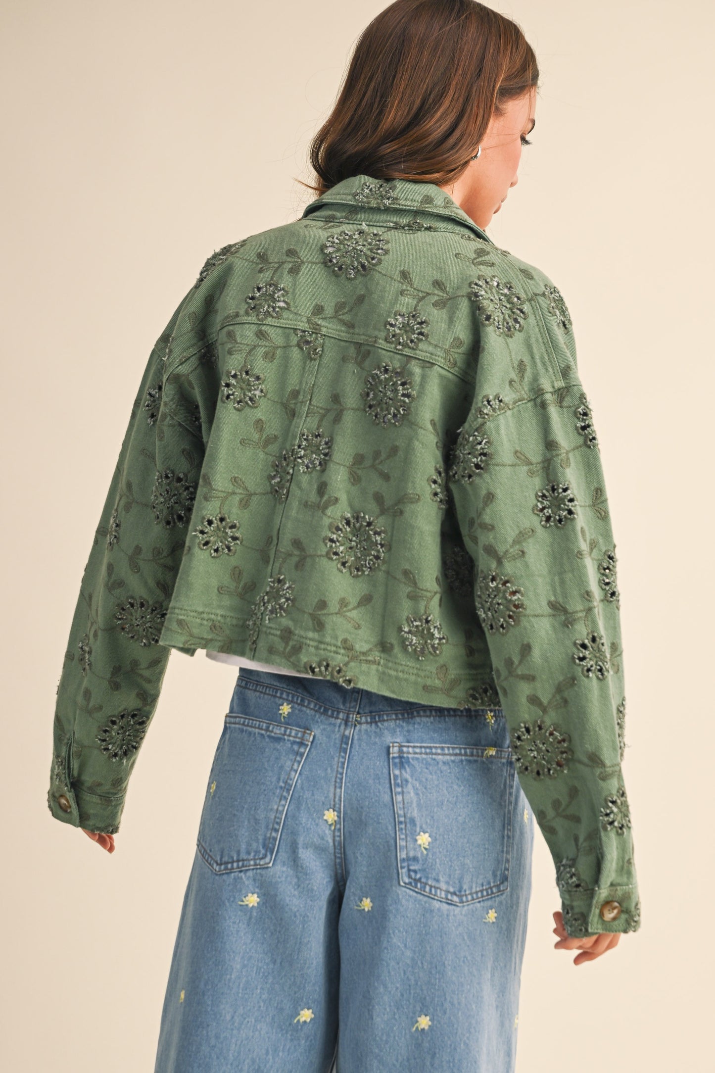 Olive Twill Eyelet Jacket