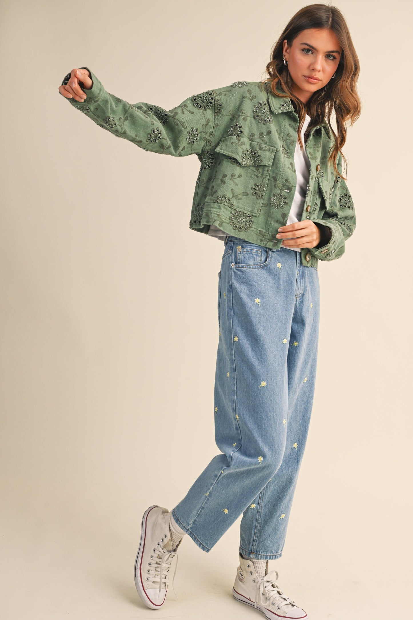 Olive Twill Eyelet Jacket