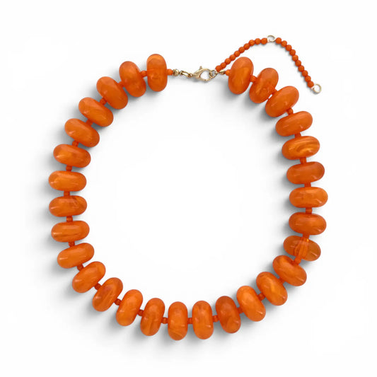 Orange Chunky Beaded Necklace
