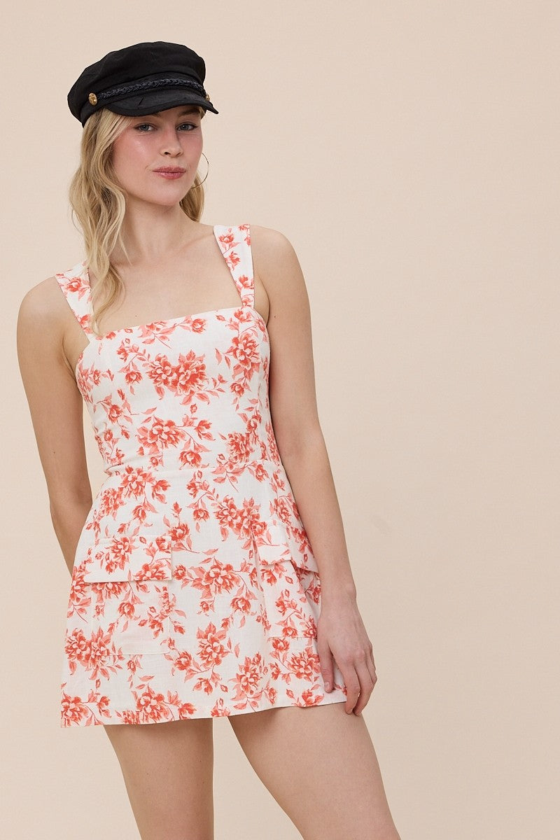 Orange Floral Mini Dress