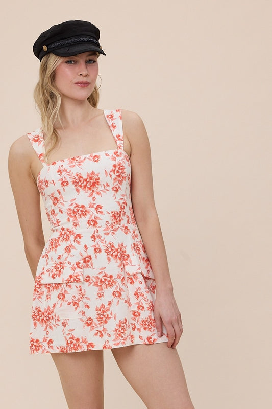 Orange Floral Mini Dress