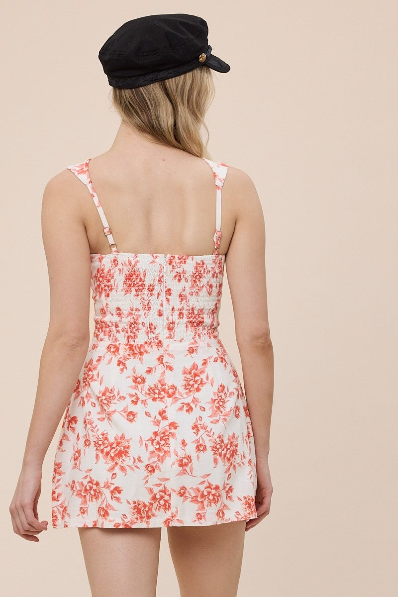 Orange Floral Mini Dress