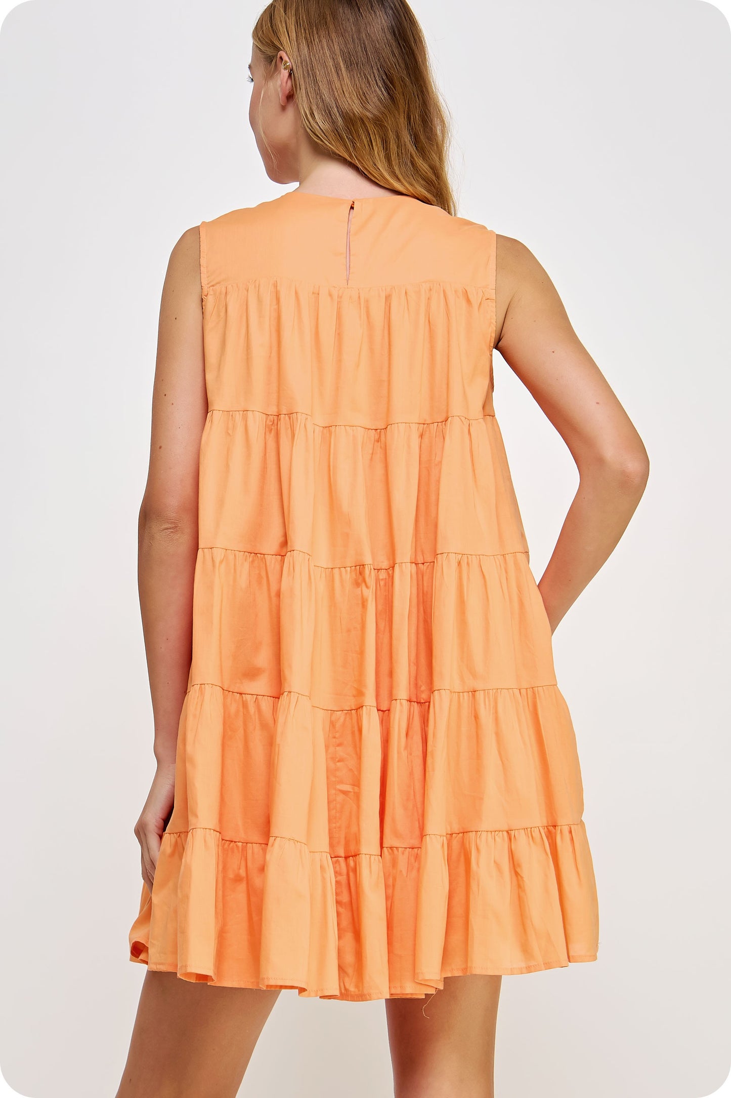 Apricot Tiered Mini Dress