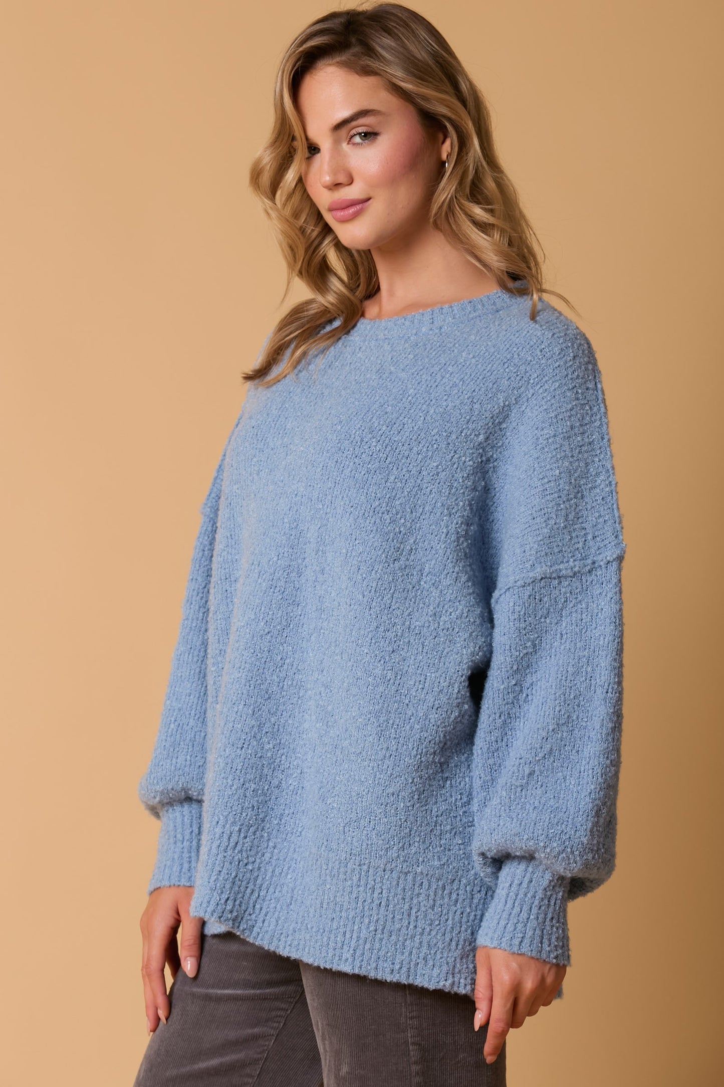 Blue Oversized Knit Sweater