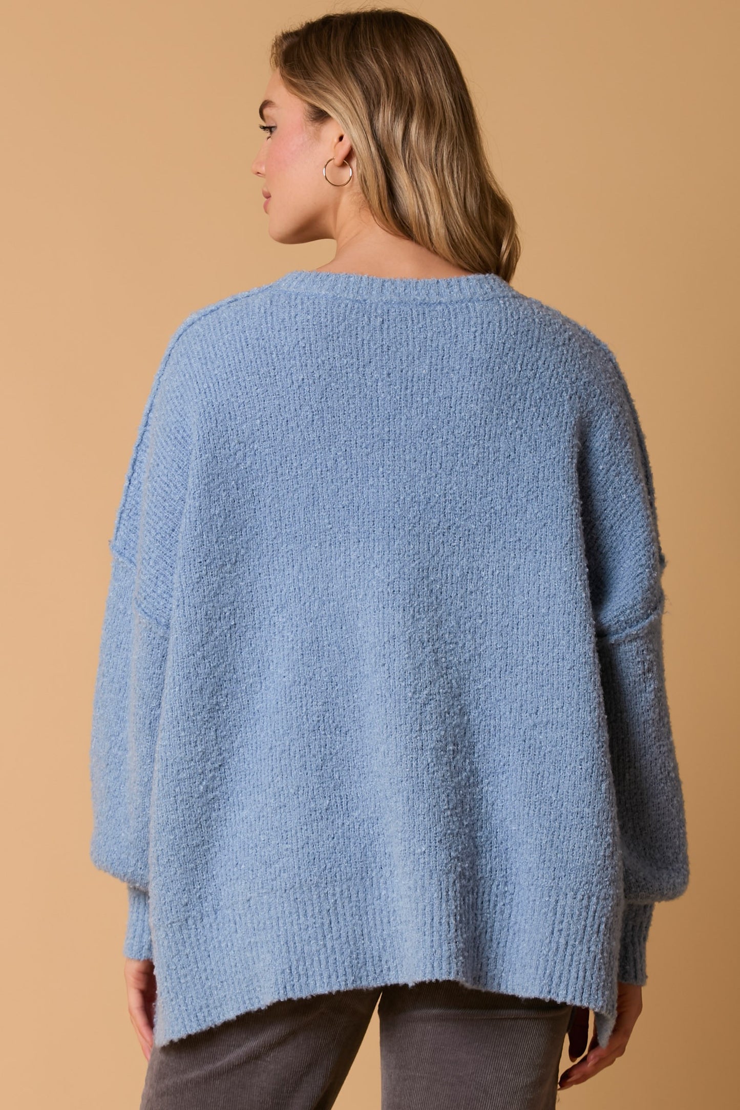 Blue Oversized Knit Sweater