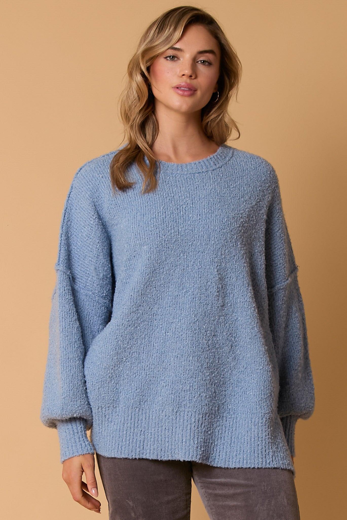 Blue Oversized Knit Sweater