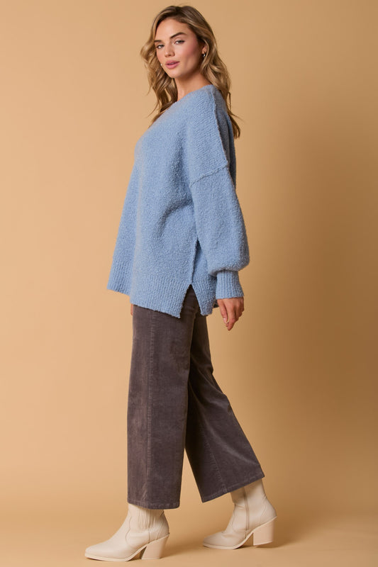 Blue Oversized Knit Sweater
