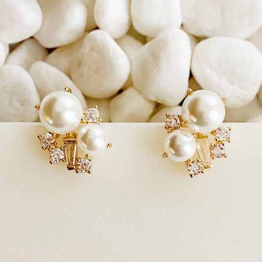 Pearl + Shine Stud Earrings