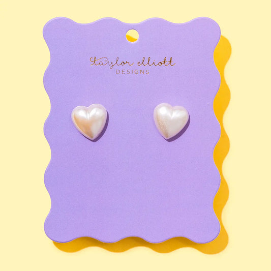 Pearl Heart Studs