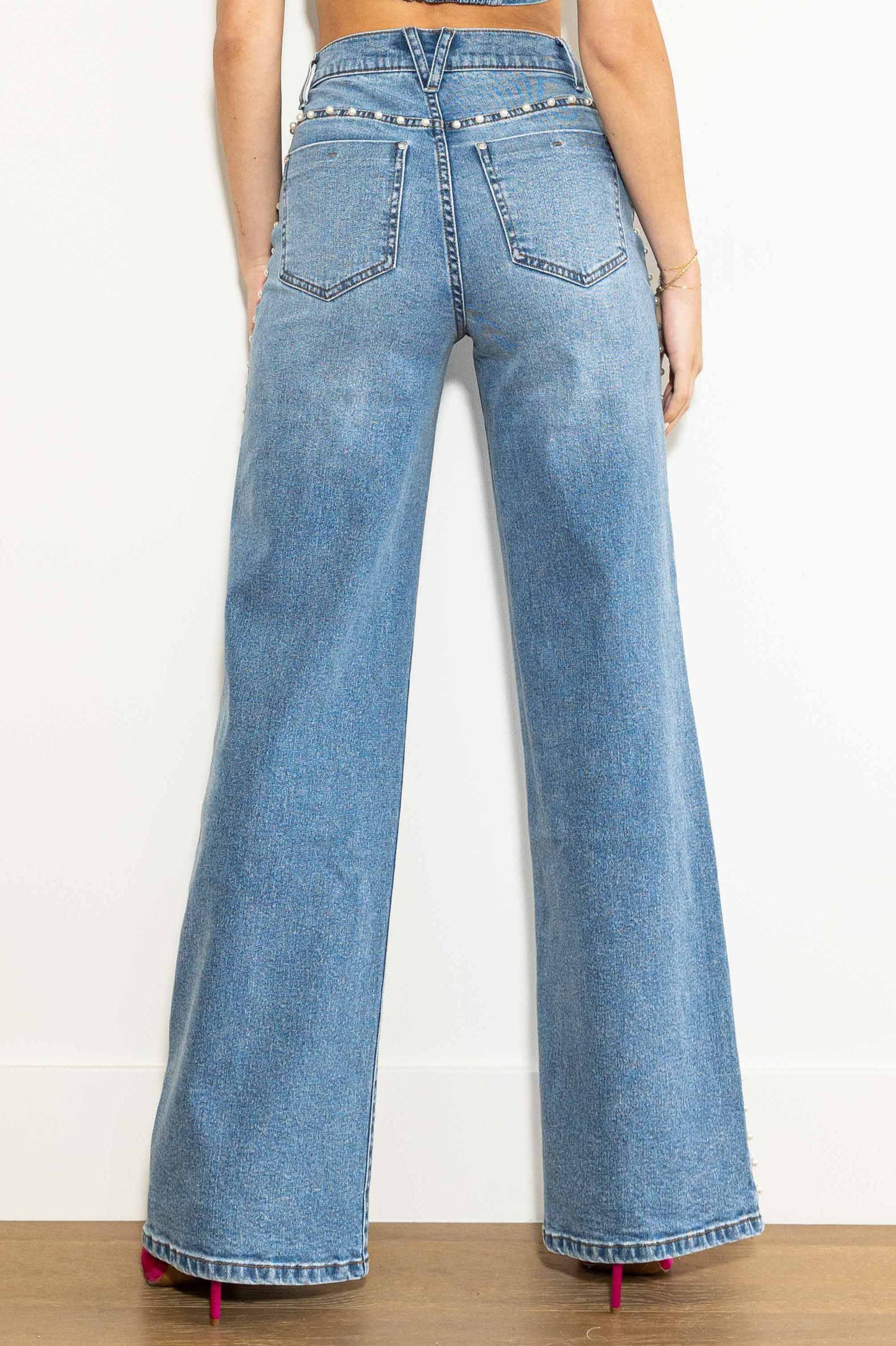 Pearl Stud High Rise Jeans