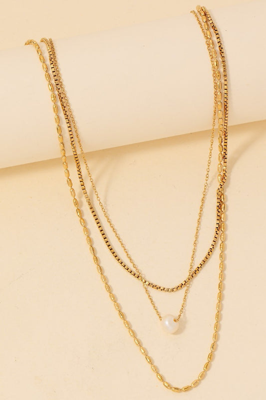 Pearl Charm Mixed Chain Necklace