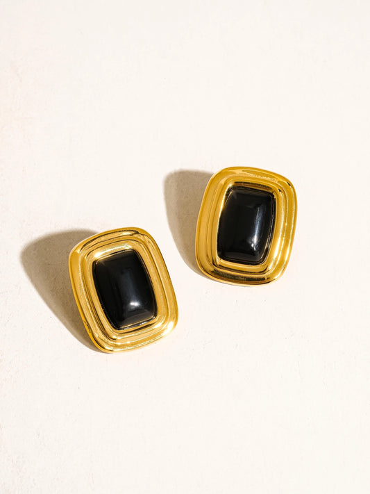 Petra 18K Gold Non-Tarnish Classic Square Stone Earring