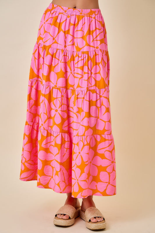 Pink Floral Maxi Skirt