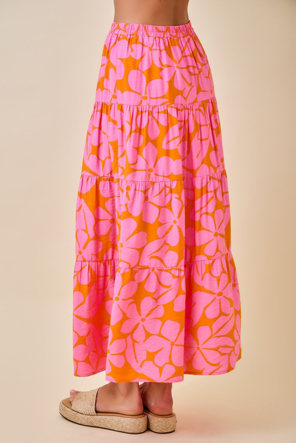 Pink Floral Maxi Skirt