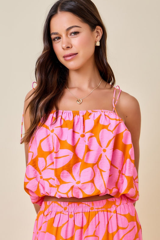 Pink Floral Bubble Top