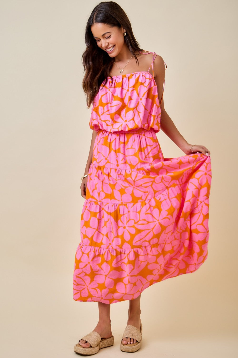 Pink Floral Maxi Skirt