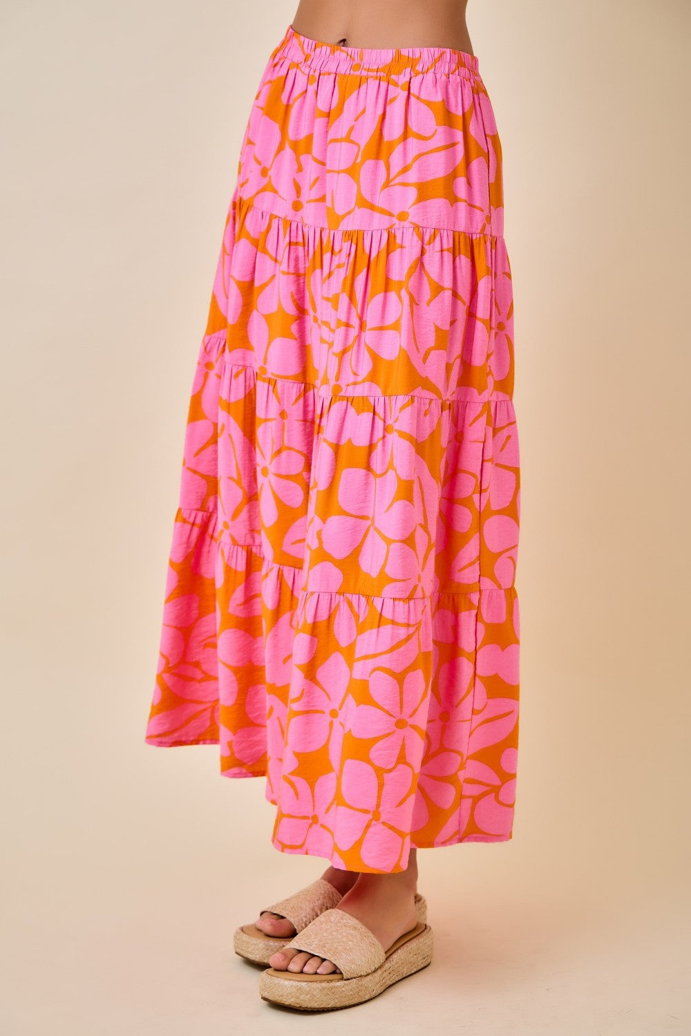 Pink Floral Maxi Skirt